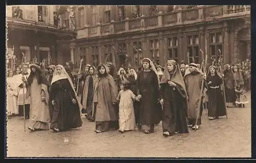 AK Bruges, Procession du Saint-Sang, Le peuple de Bethléem chantant Adeste fidèles