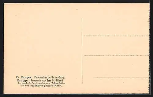 AK Bruges, Procession du Saint-Sang, Le peuple de Bethléem chantant Adeste fidèles