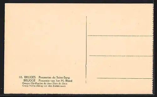 AK Bruges, Procession du Saint-Sang, Groupe Glorification du doux Nom de Jésus