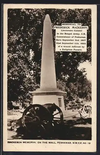 AK Peshawar /N. W. F. P., Mackeson Memorial on the Mall