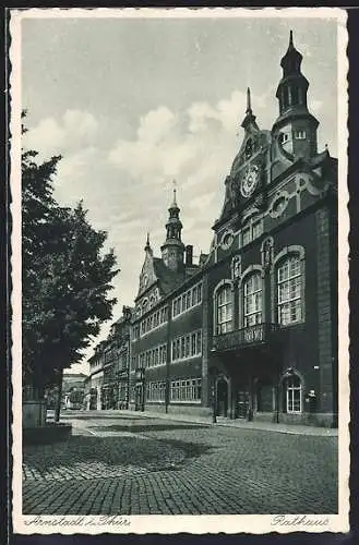 AK Arnstadt i. Thür., Strassenpartie am Rathaus