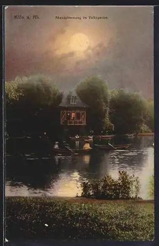 AK Köln-Neustadt, Abendstimmung im Volksgarten