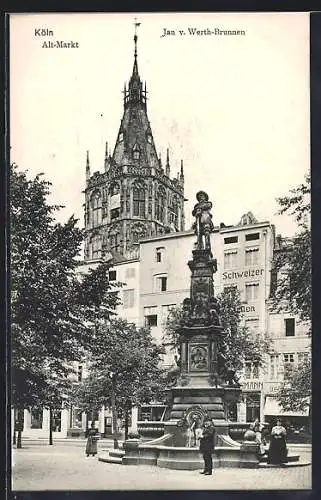 AK Köln, Alt-Markt, Jan v. Werth-Brunnen