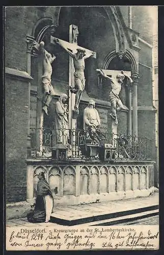 AK Düsseldorf, Kreuzgruppe an der St. Lambertuskirche