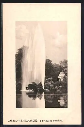 AK Cassel-Wilhelmshöhe, Die grosse Fontäne mit Pavilion