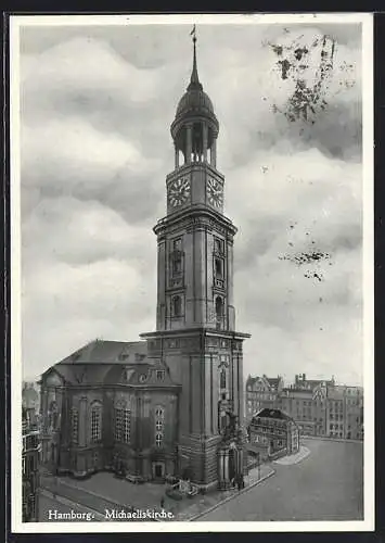 AK Hamburg-Neustadt, Michaeliskirche mit Denkmal und Gebäuden