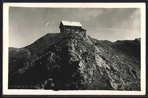 AK Neue Kellerjochhütte, Berghütte mit Panorama