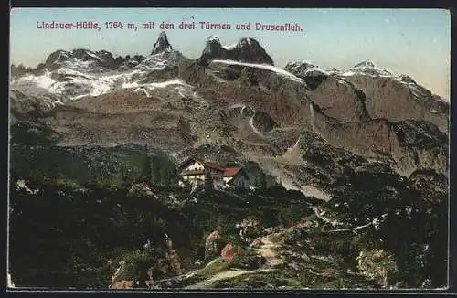 AK Lindauer-Hütte, Berghütte mit den drei Türmen und Drusenfluh