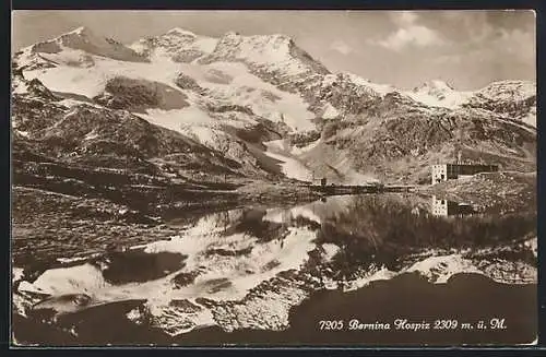 AK Hotel Bernina Hospiz, Berghütte mit Panorama