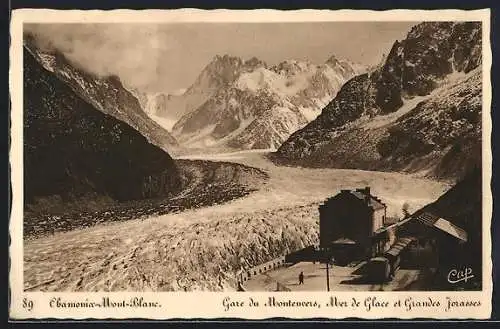AK Chamonix-Mont-Blanc, Gare du Montenvers, Mer de Glace et Grandes Jorasses
