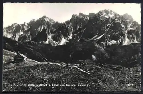 AK Viktor Hinterbergerhütte, Berghütte gegen Sextener Dolomiten