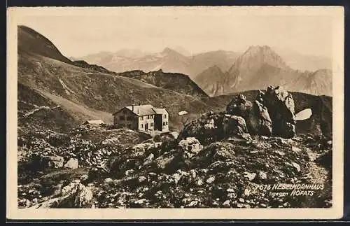 AK Nebelhornhaus, Berghütte gegen Höfats