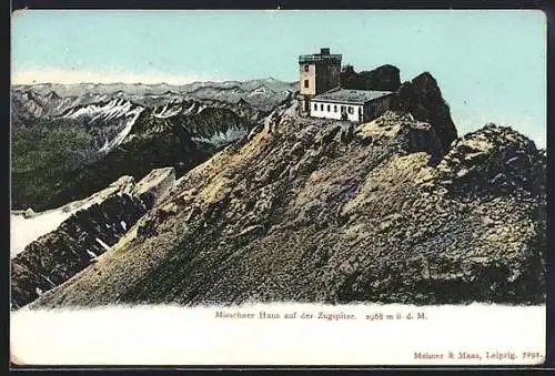 AK Münchner Haus, Berghütte auf der Zugspitze