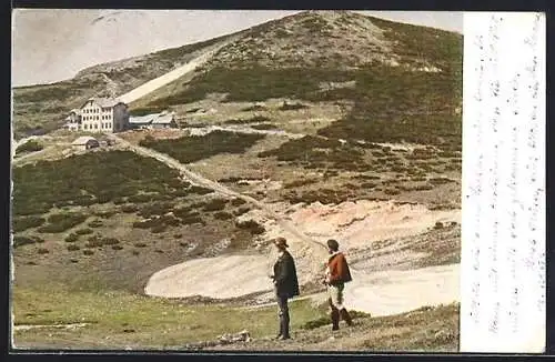 AK Otto Törl Schutzhaus, Berghütte auf der Rax mit Jakobskogel