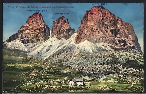 AK Sellajochhaus, Berghütte gegen Langkofelgruppe