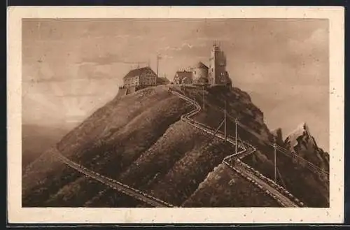AK Berghütte auf der Schneekoppe bei Sonnenaufgang, Riesengebirge
