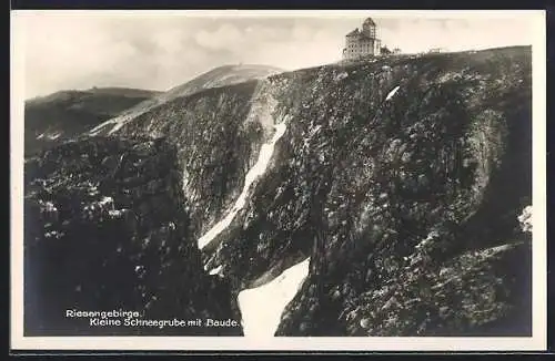 AK Berghütte und kleine Schneebrube im Riesengebirge