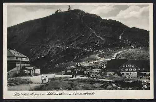 AK Schlesierhaus und Riesenbaude auf der Schneekoppe im Riesengebirge
