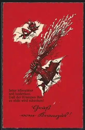 AK Krampus droht mit der Rute