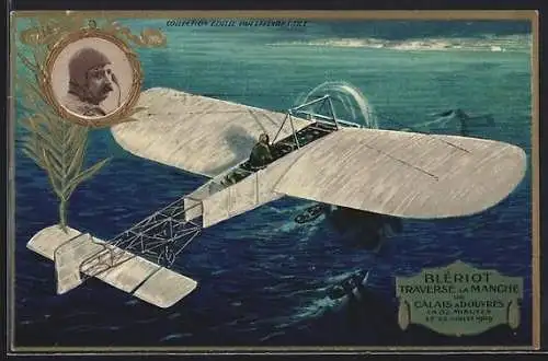 AK Blériot traverse la Manche de Calais a Douvres 1909, Flugzeug