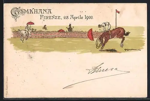 Lithographie Firenze, Gymkhana 28 Aprile 1900, Pferdesport