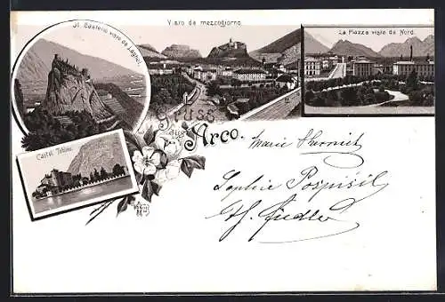 Lithographie Arco, Castel Toblino, La Piazza visto da Nord