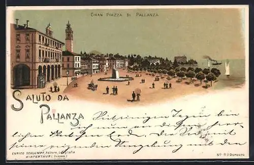 Lithographie Pallanza, Gran Piazza Di Pallanza