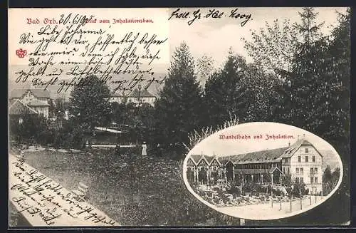 AK Bad Orb, Bild von Inhalationsbau und Wandelbahn