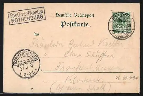 Lithographie Kyffhäuser, Kaiser Wilhelm-Denkmal auf dem Kyffhäuser, Rothenburg