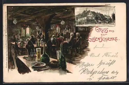 Lithographie Leipzig-Eutritzsch, Gasthaus Gosenschänke