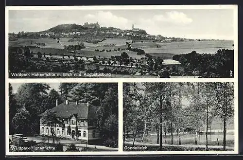 AK Hohenfichte, Waldpark mit Blick n.d. Augustusburg, Gondelteich