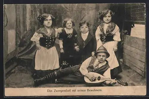 AK Das Zwergendorf mit seinen Bewohnern, Liliputaner