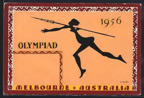 Künstler-AK Melbourne, Olympiad 1956, Speerwerferin
