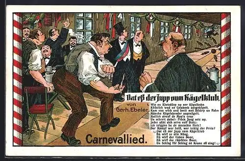 AK Männer beim Kegeln, Fasching 1913