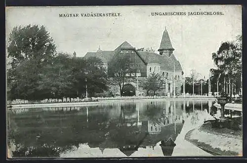 Künstler-AK Wien, I. Internationale Jagd-Ausstellung 1910, Ungarisches Jagdschloss