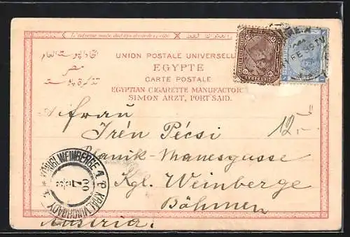 Lithographie Port Said, Panorama, Avenue de Lesseps, Queen Victorias Diamand Jubilee