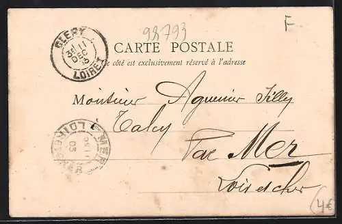 AK Cléry, La Grande-Rue, Strassenpartie