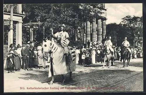 AK Kassel, Tausendjahrfeier, Kulturhistorischer Festzug 1913, Ritter und verkleidetes Pferd