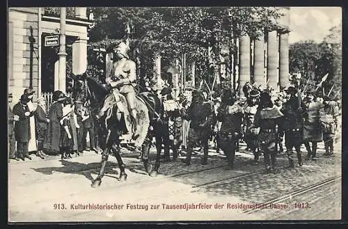 AK Kassel, Kulturhistorischer Festzug zur Tausendjahrfeier der Residenzstadt, 1913, Ritter in Turnierrüstung