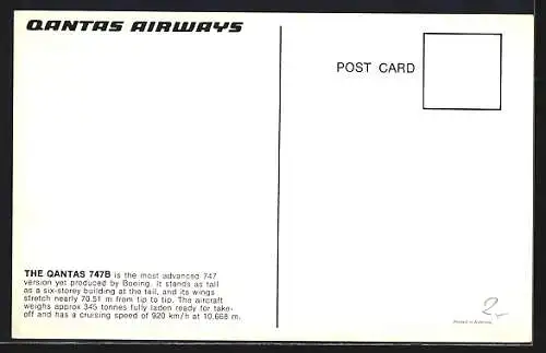 AK Qantas Airways Flugzeug Boeing 747B