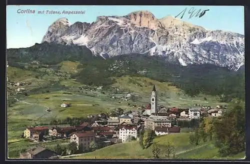 AK Cortina, Ort mit Tofana im Ampezzotal