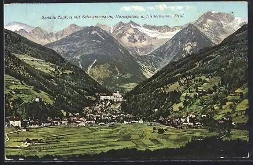 AK Sand in Taufers, Gesamtansicht mit Schwarzenstein und Hornspitzen