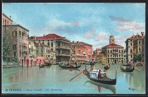 AK Venezia, Gondelpartie im Canal Grande