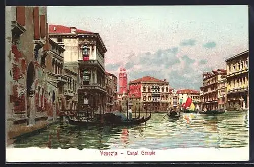 Lithographie Venezia, Canal Grande, Um 1900