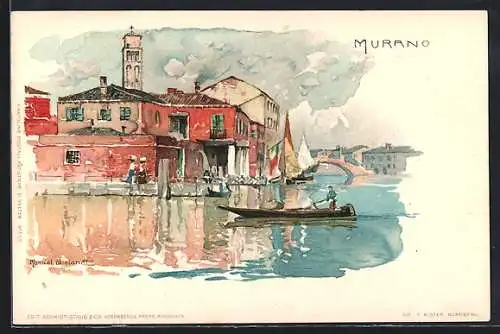 Künstler-AK Murano, Teilansicht am Ufer