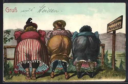 Künstler-AK Brauereipferdeärsche an der schönen Aussicht