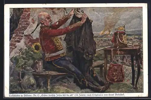 Künstler-AK Hans Baluschek: Soldat mit seiner 30 Jahre alten löchrigen Uniform