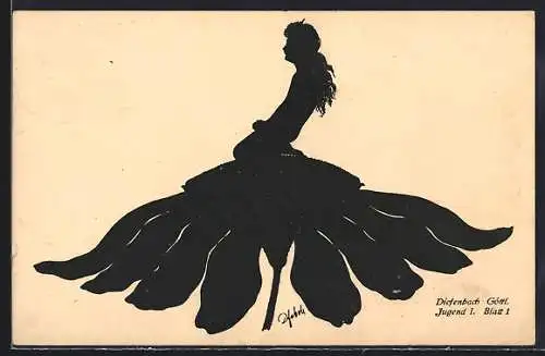Künstler-AK Diefenbach: Göttliche Jugend I., Blatt 1, Kind auf einer Blüte