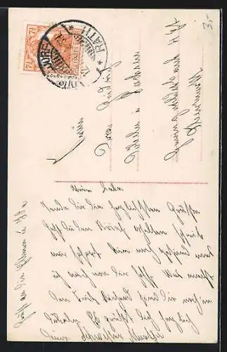 AK Betendes Mädchen mit Kreuz, Allegorie Glaube