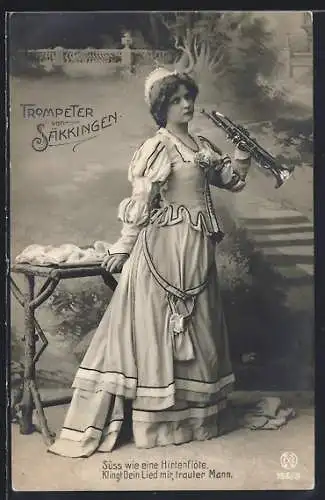 Foto-AK Behüt Dich Gott!, Trompeter von Säckingen, Süss wie eine Hirtenflöte...